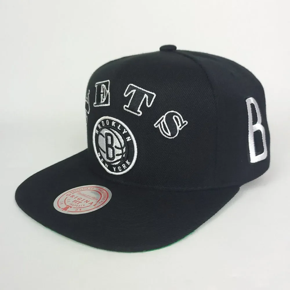 Brooklyn Nets Mitchell & Ness NBA Snapback Hat Cap 3D Logo Side Panel‎ Logos NWT